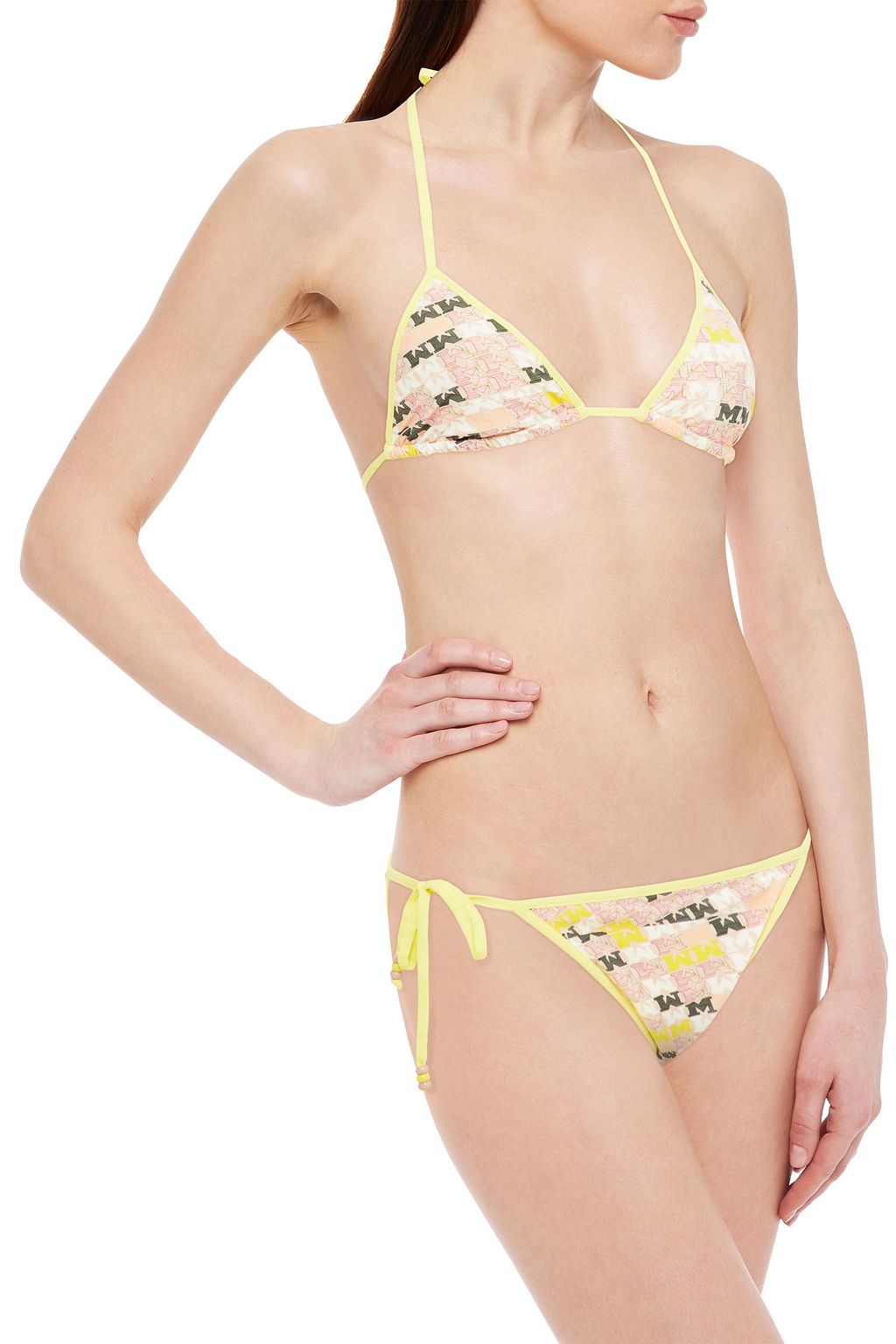 M MISSONI Bead-embellished printed triangle bikini