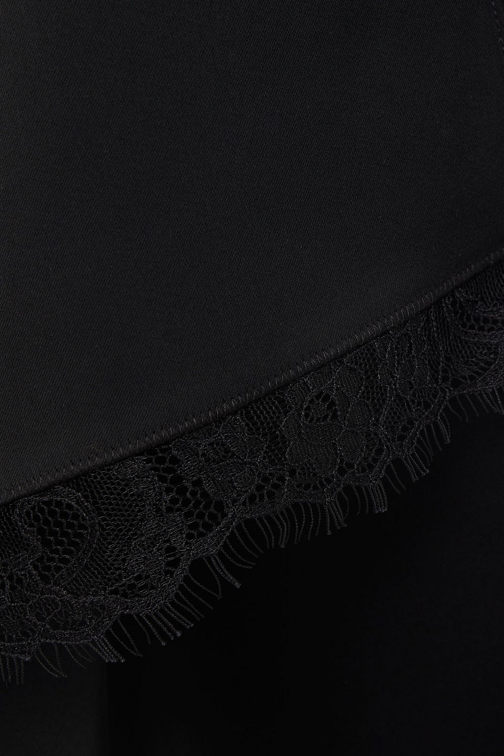 THEORY Wrap-effect lace-trimmed satin midi skirt