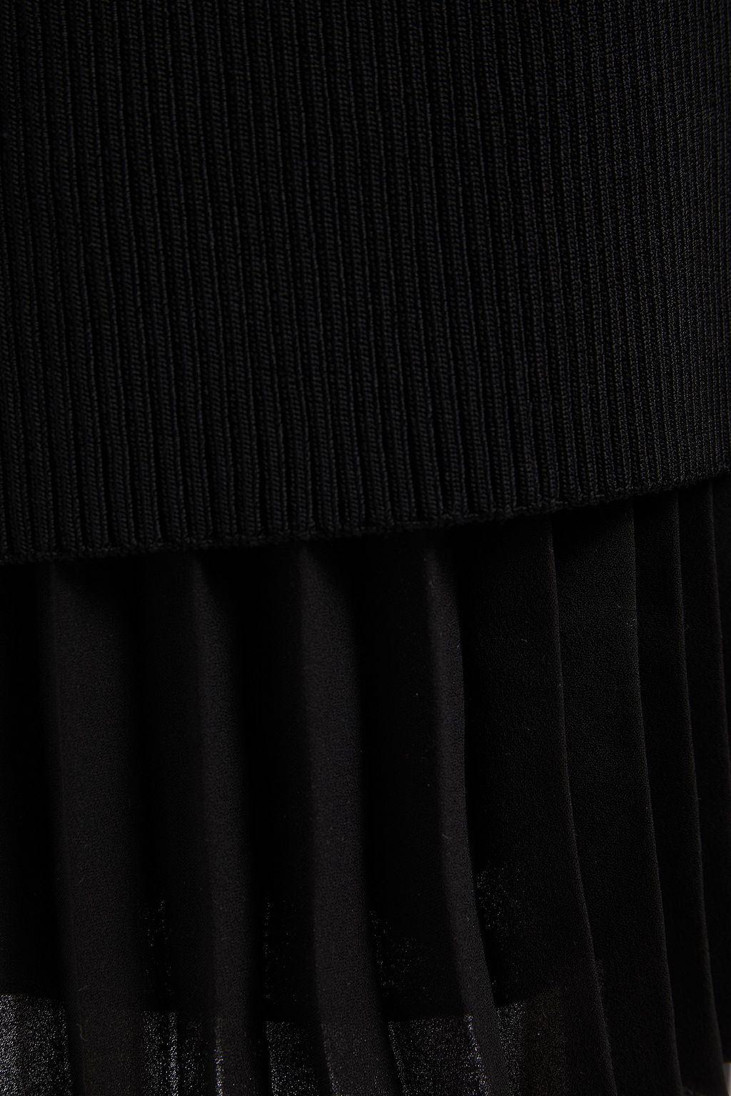 THEORY Layered pleated georgette and ribbed-knit dress