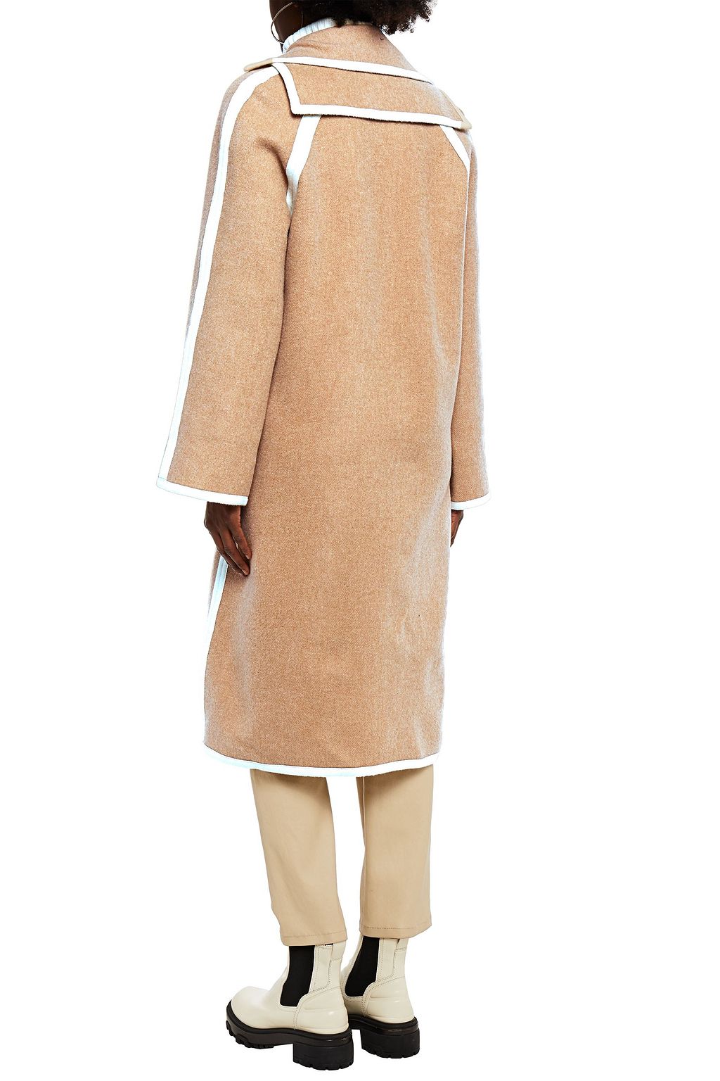 ROSETTA GETTY Double-breasted belted two-tone wool-felt coat