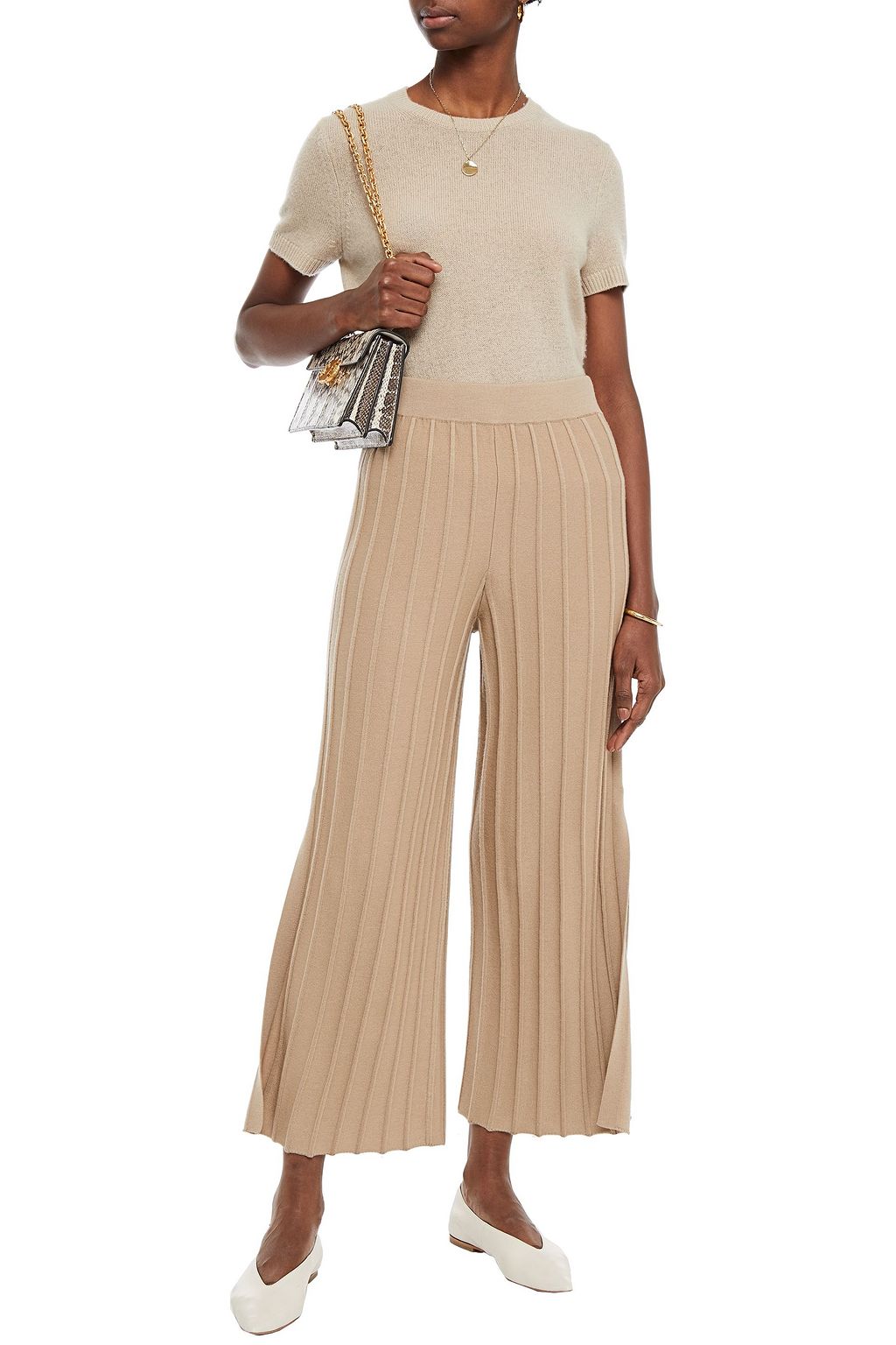 THEORY Ribbed merino wool-blend wide-leg pants