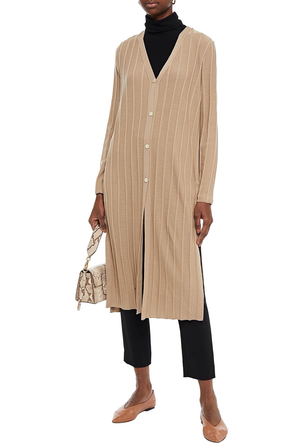 THEORY Ribbed merino wool cardigan