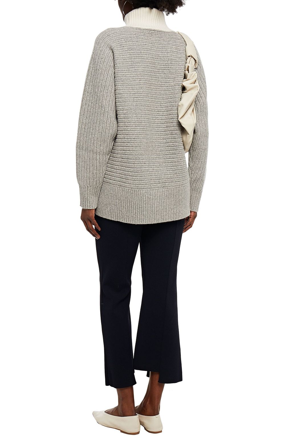 ROSETTA GETTY Two-tone ribbed cashmere sweater