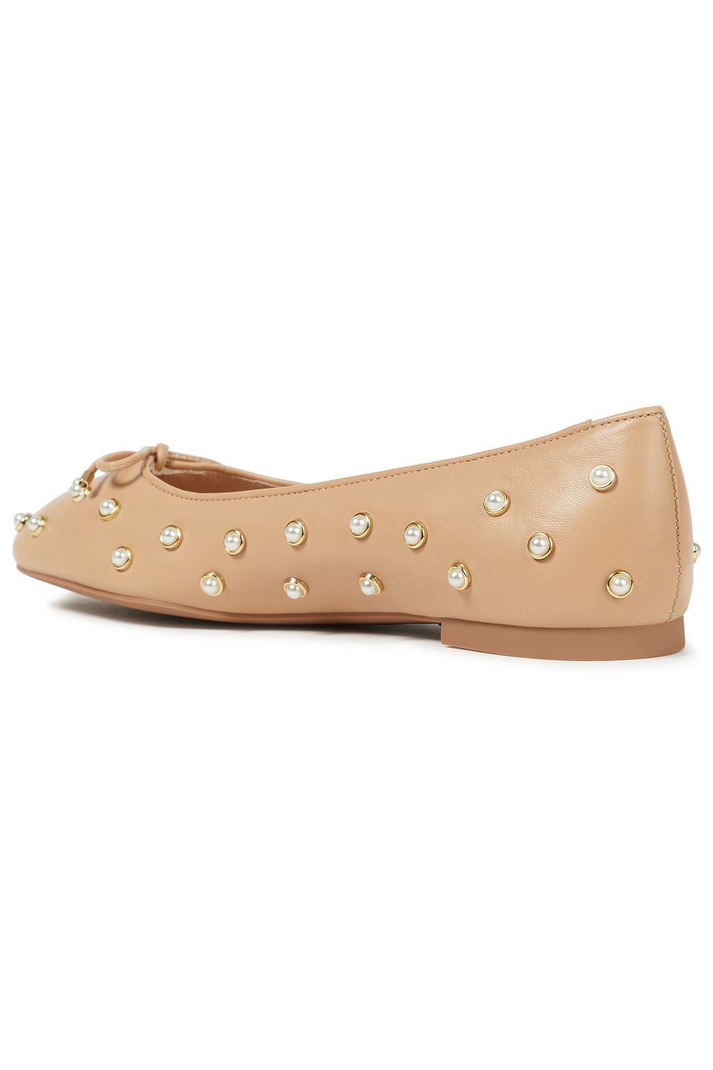 STUART WEITZMAN Gabby faux pearl-embellished leather ballet flats