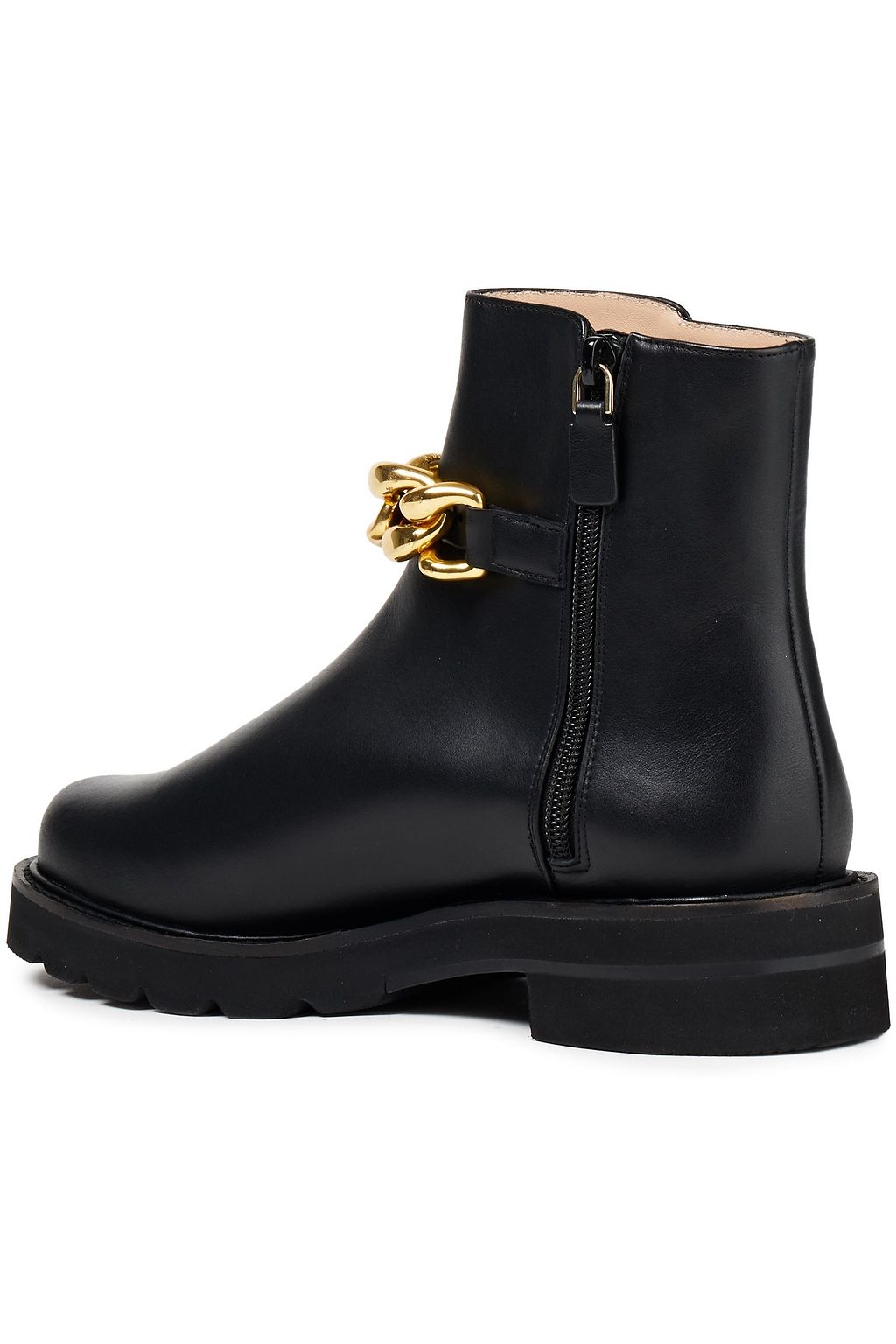 STUART WEITZMAN Chain-trimmed leather ankle boots