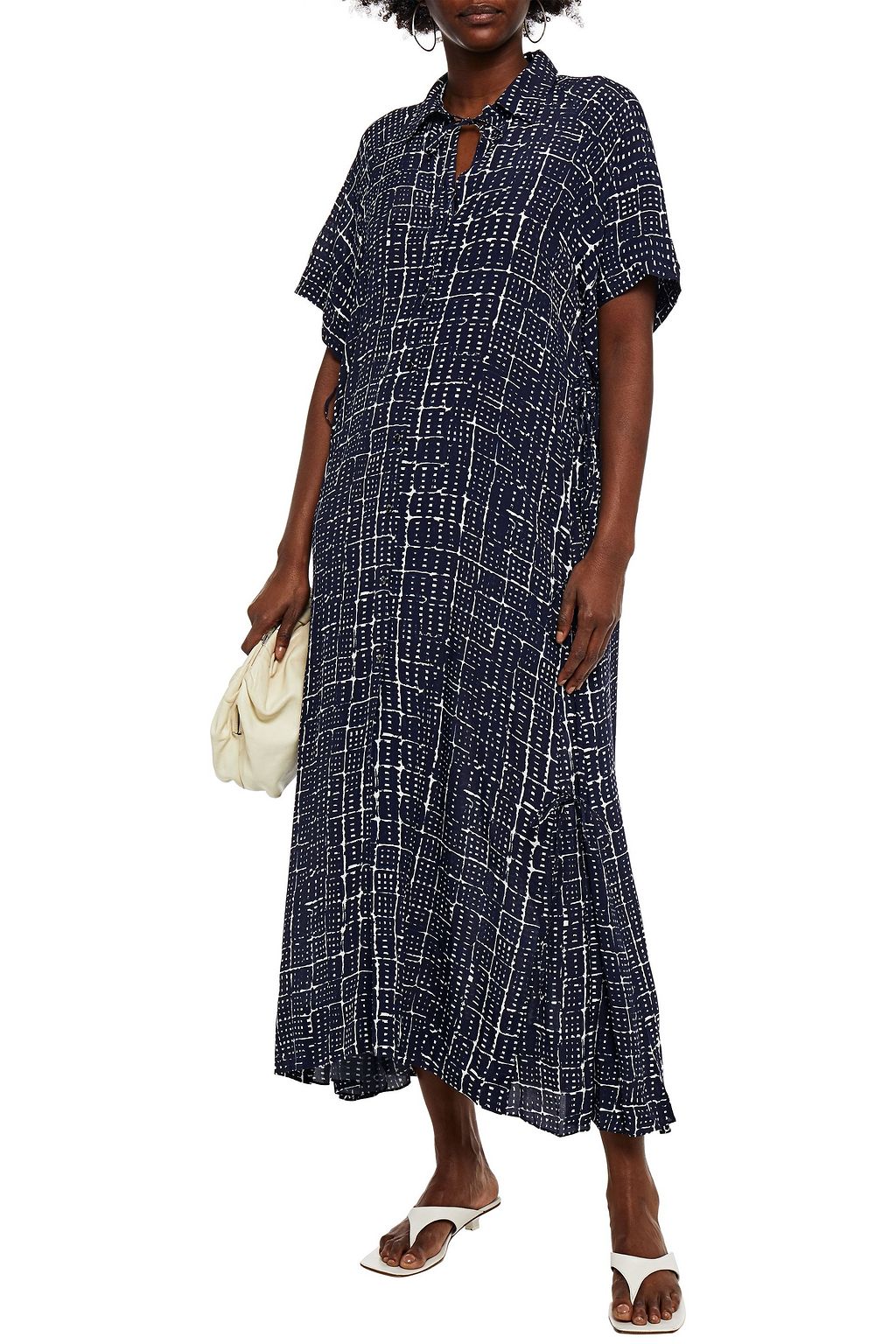 ROSETTA GETTY Printed crepe maxi shirt dress