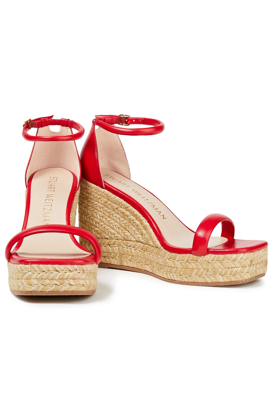 Stuart Weitzman Leather Espadrille Wedge Sandals