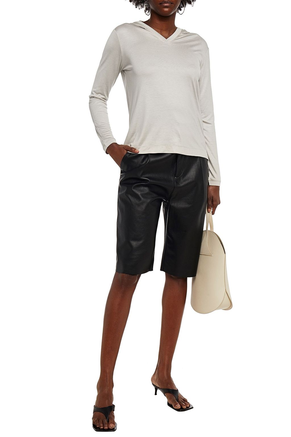 THEORY Modal and silk-blend jersey hooded top