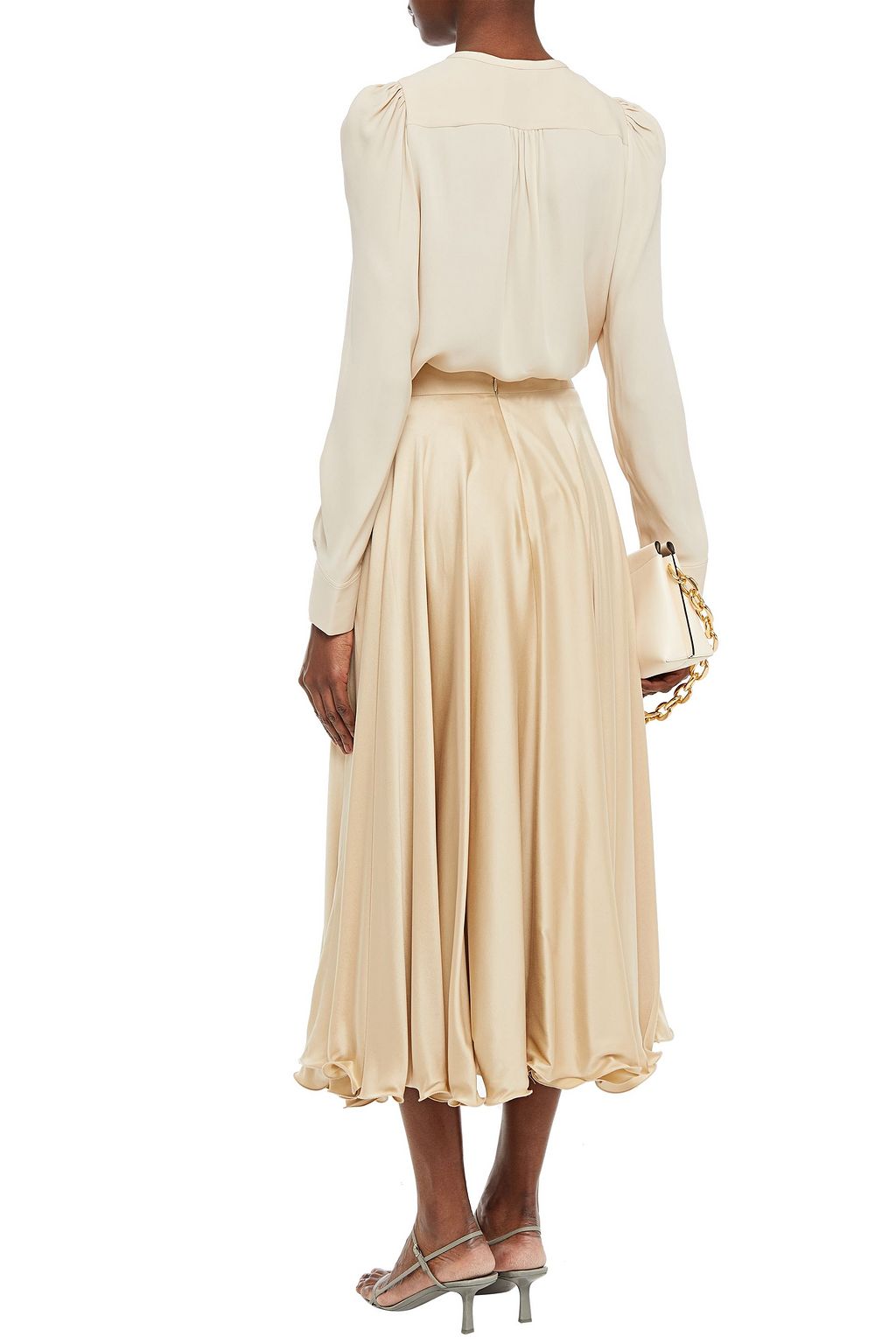 THEORY Gathered silk crepe de chine blouse