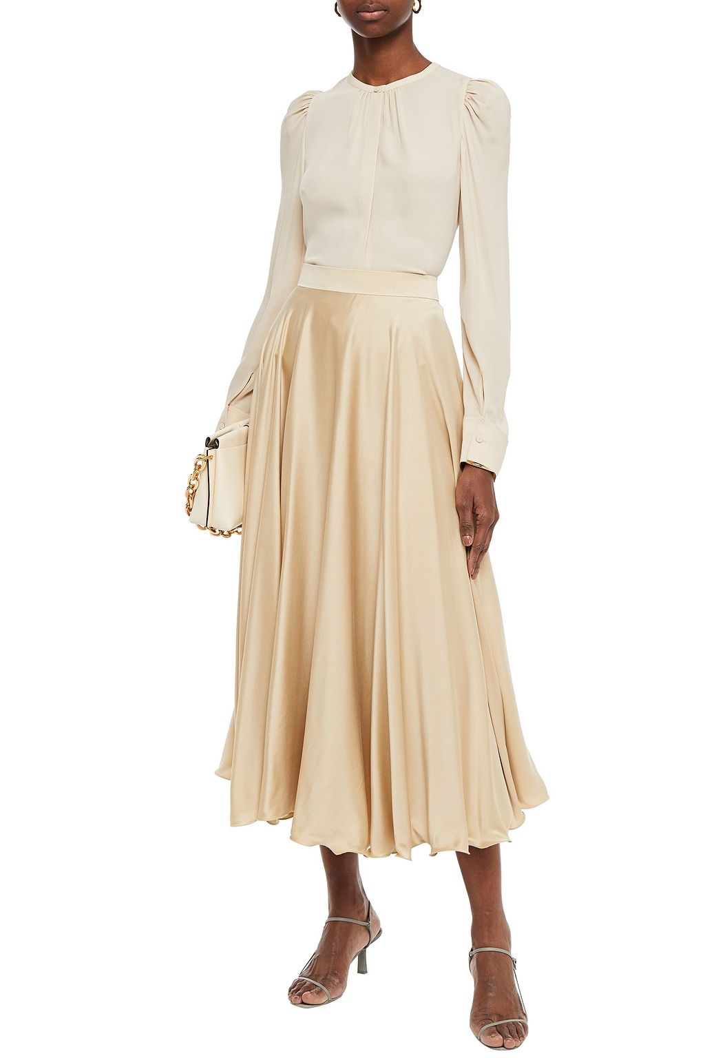 THEORY Gathered silk crepe de chine blouse