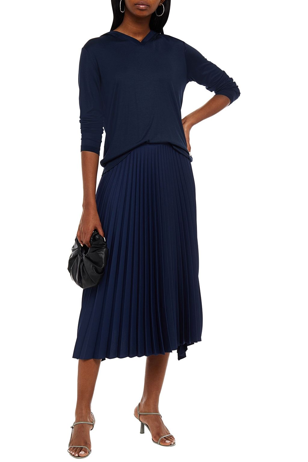 THEORY Modal and silk-blend jersey hooded top