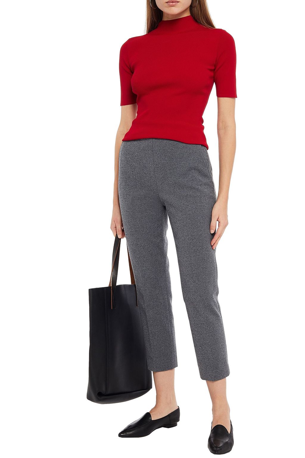 THEORY Cropped cotton-blend jersey tapered pants