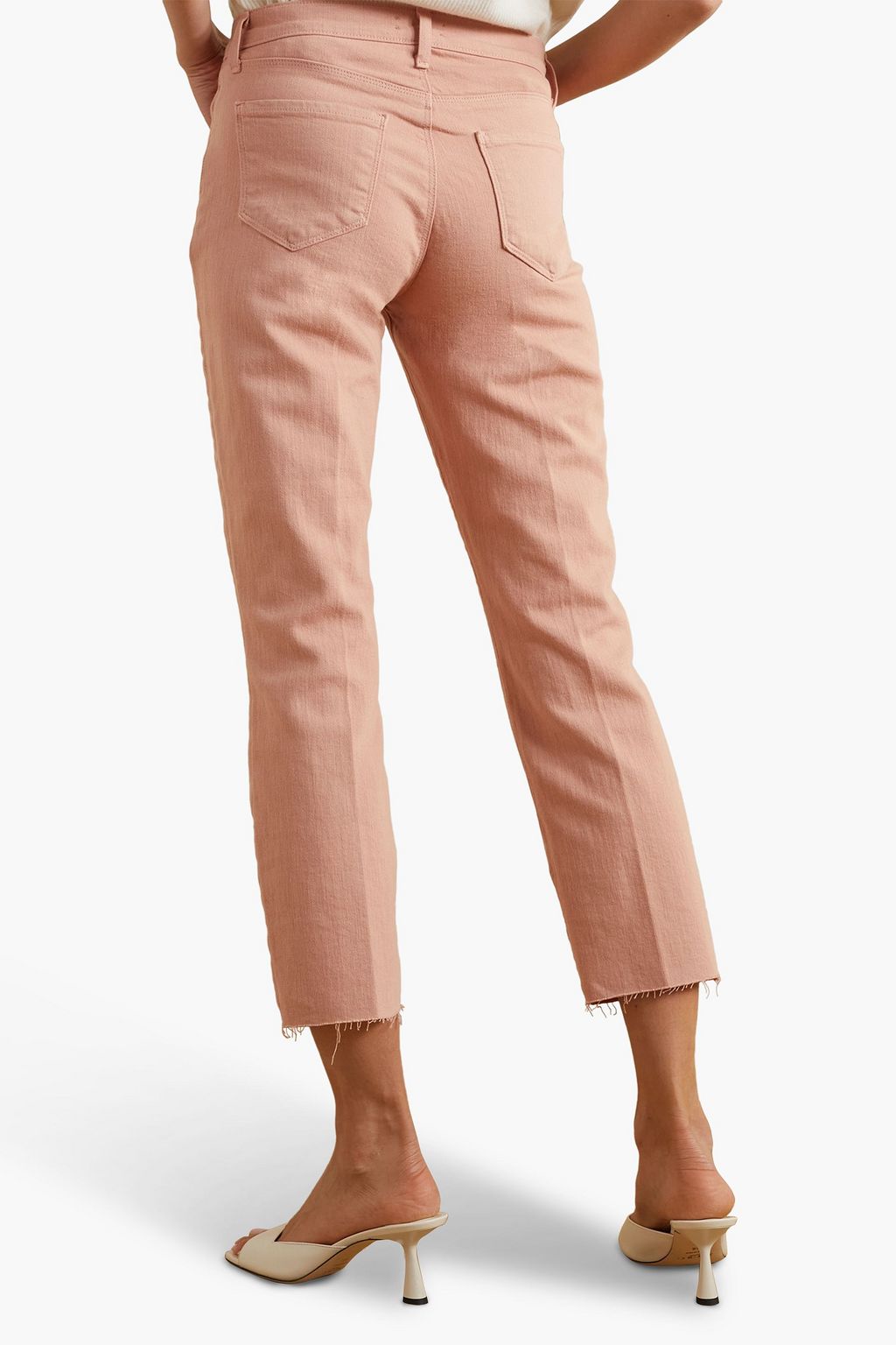 L'AGENCE Sada frayed cropped high-rise slim-leg jeans