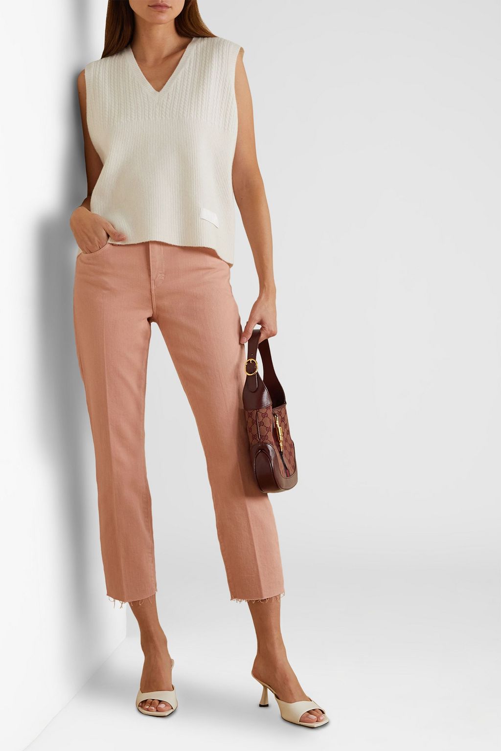 L'AGENCE Sada frayed cropped high-rise slim-leg jeans