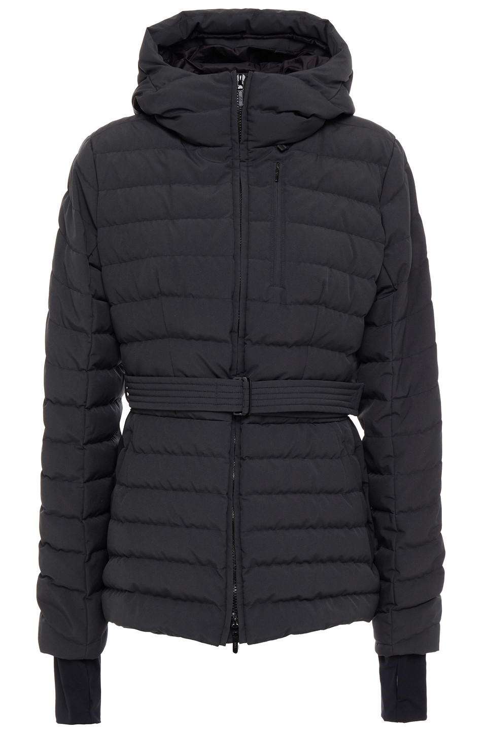 Quilted hooded down ski jacket