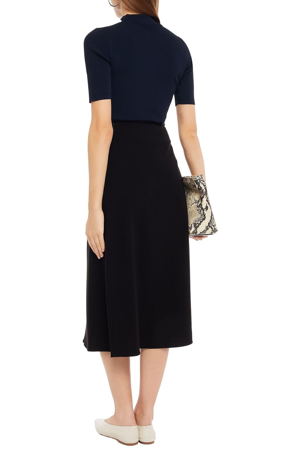 THEORY Stretch-crepe midi skirt
