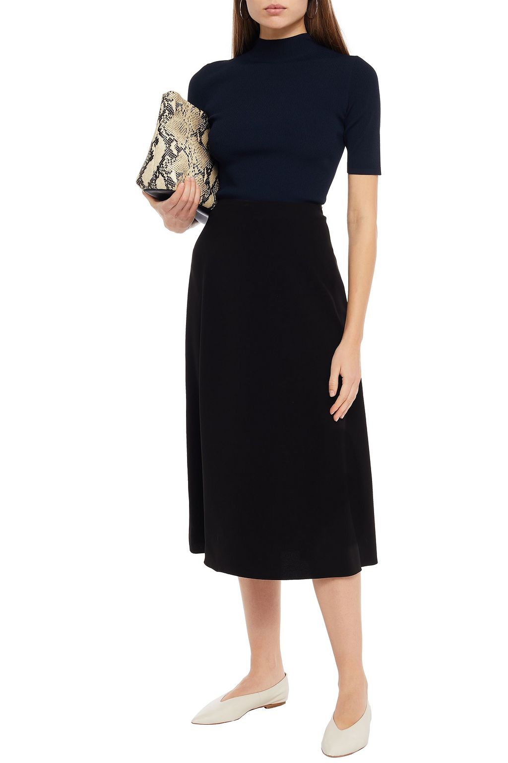 THEORY Stretch-crepe midi skirt