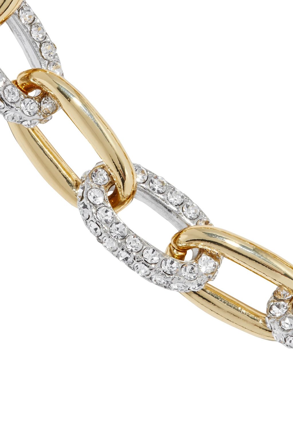 KENNETH JAY LANE 22-karat gold-plated and silver-tone crystal bracelet