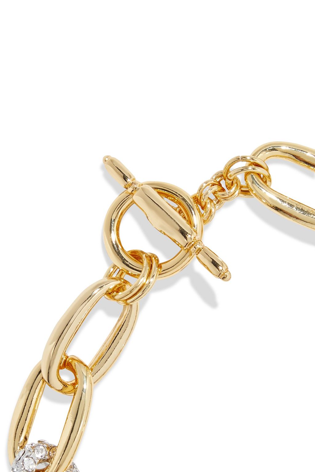 KENNETH JAY LANE 22-karat gold-plated and silver-tone crystal bracelet