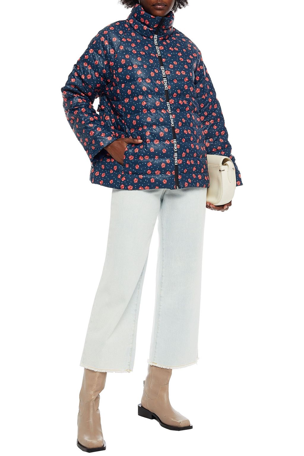 IENKI IENKI Floral-print quilted shell down jacket