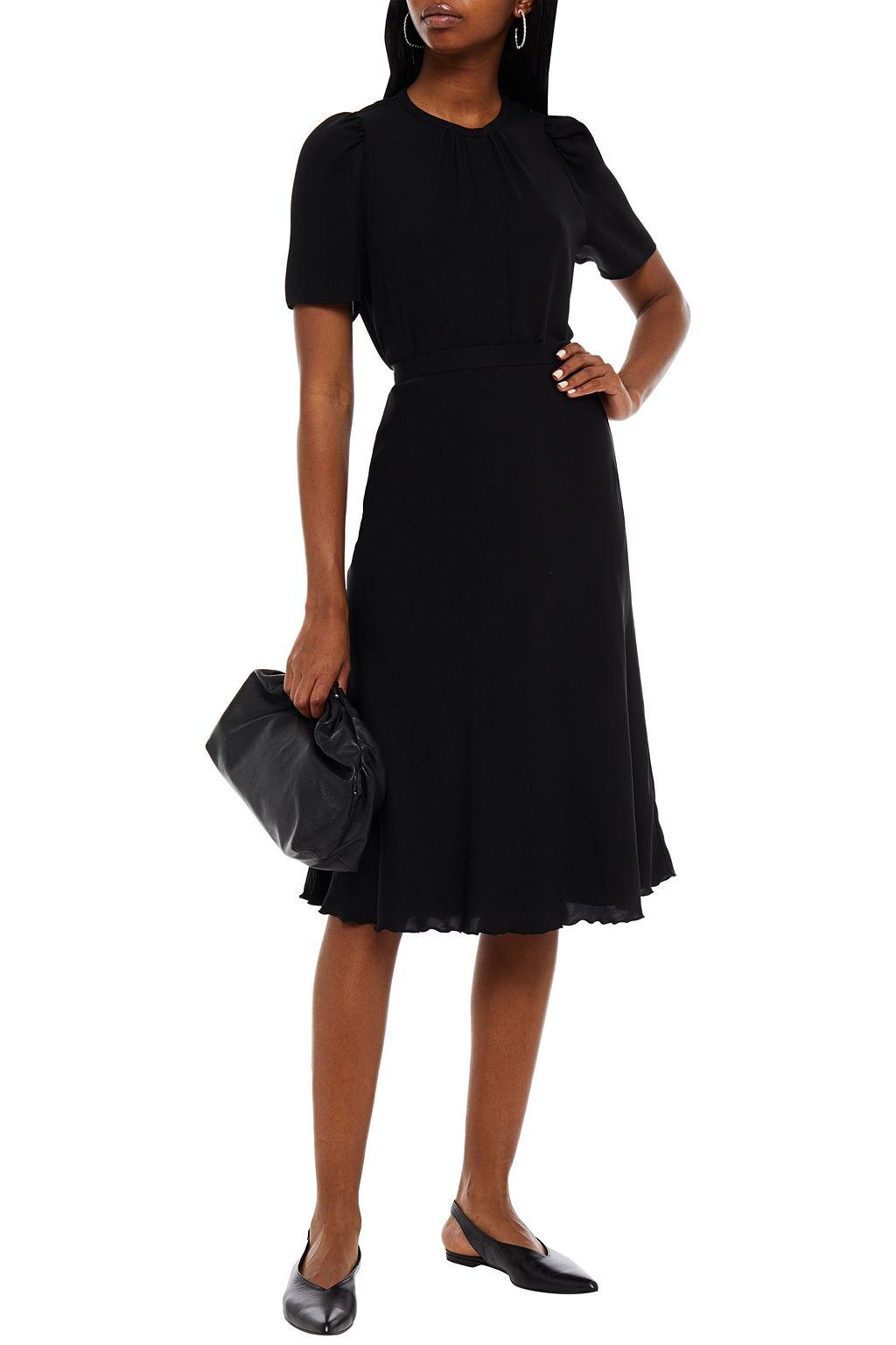 THEORY Silk-blend crepe de chine skirt