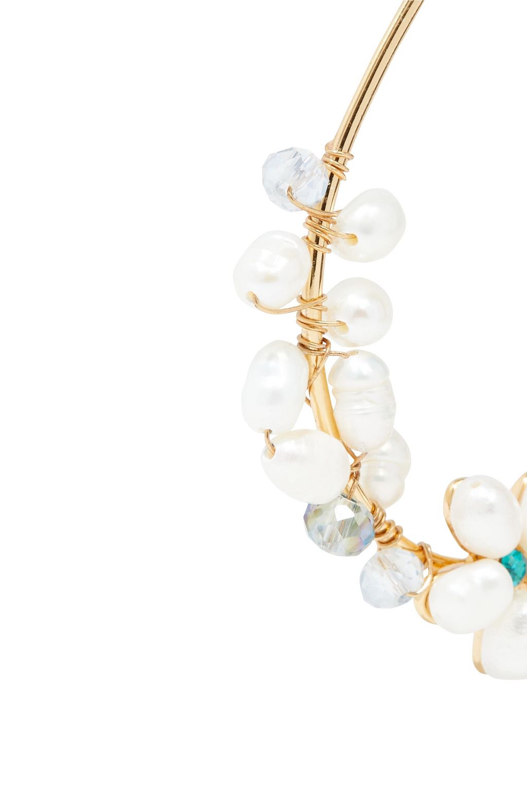 KENNETH JAY LANE Gold-tone, faux pearl, and crystal earrings