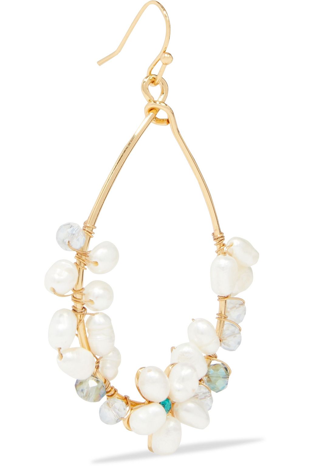KENNETH JAY LANE Gold-tone, faux pearl, and crystal earrings