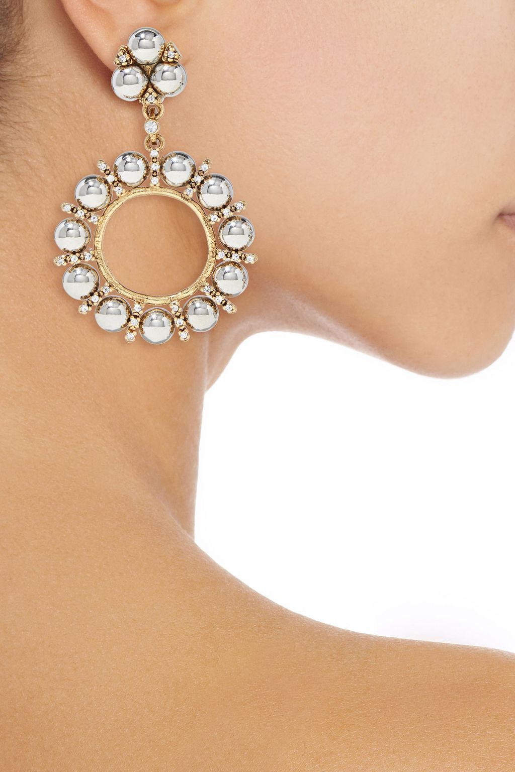 KENNETH JAY LANE Gold-tone and rhodium-plated crystal clip earrings