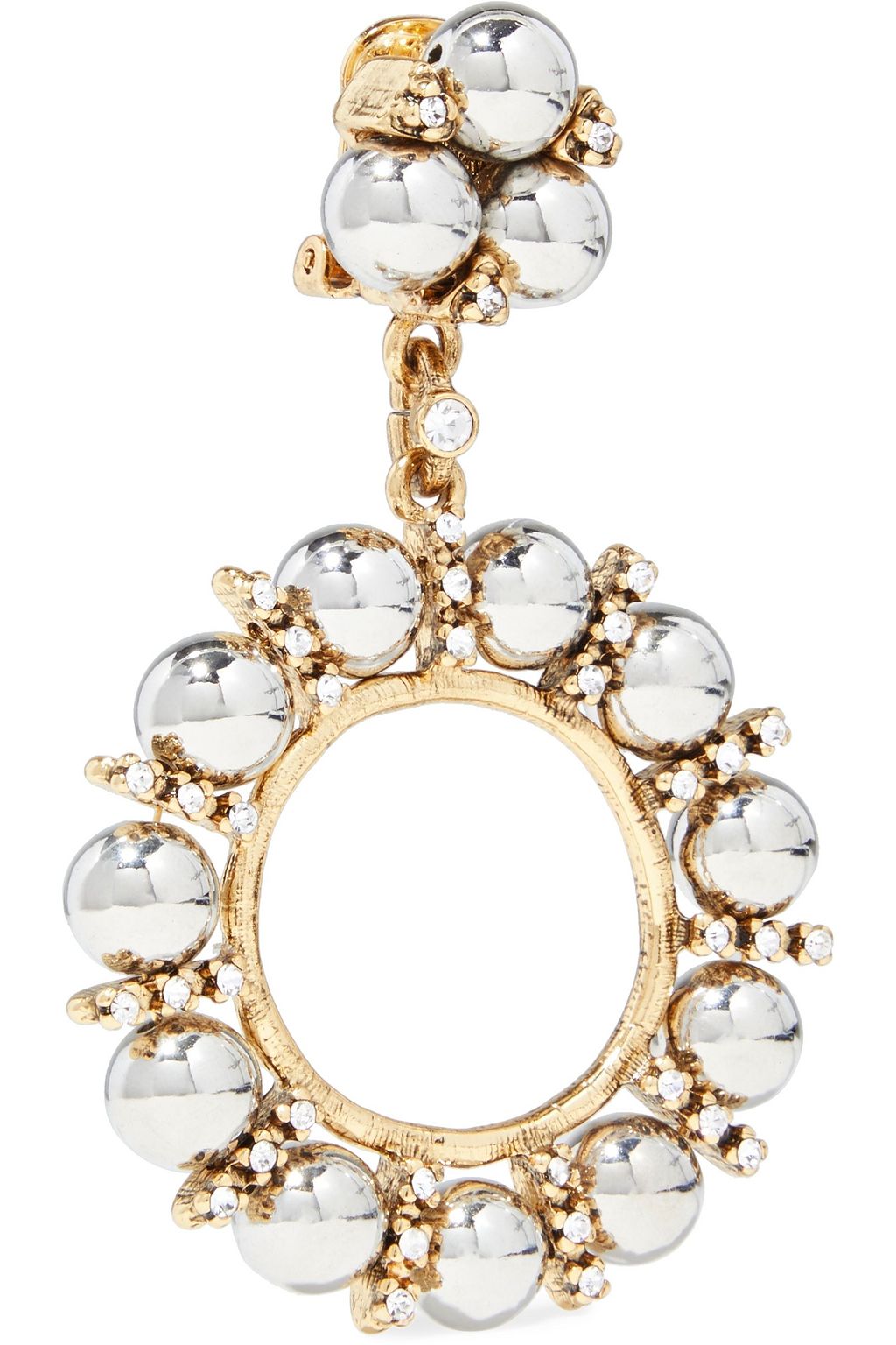 KENNETH JAY LANE Gold-tone and rhodium-plated crystal clip earrings