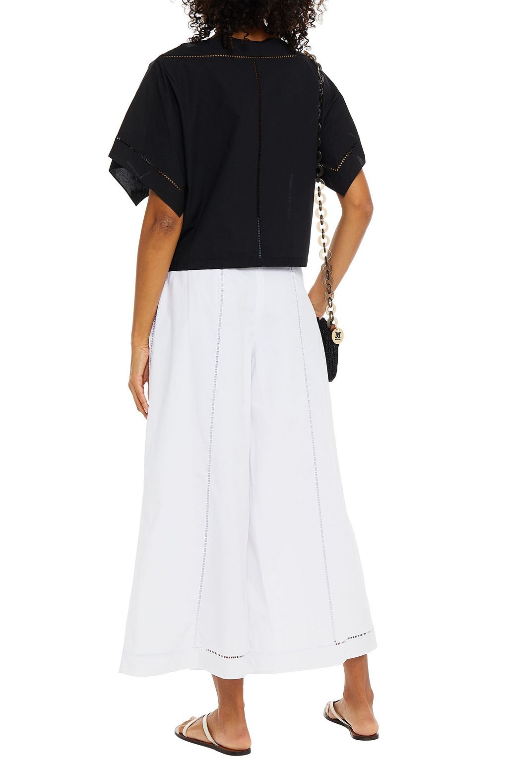 THEORY Lattice-trimmed cotton-poplin culottes