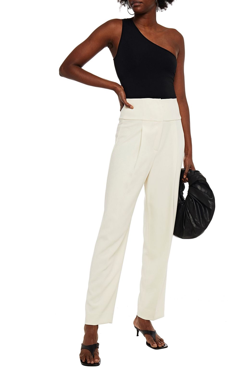 THEORY Pleated crepe tapered pants