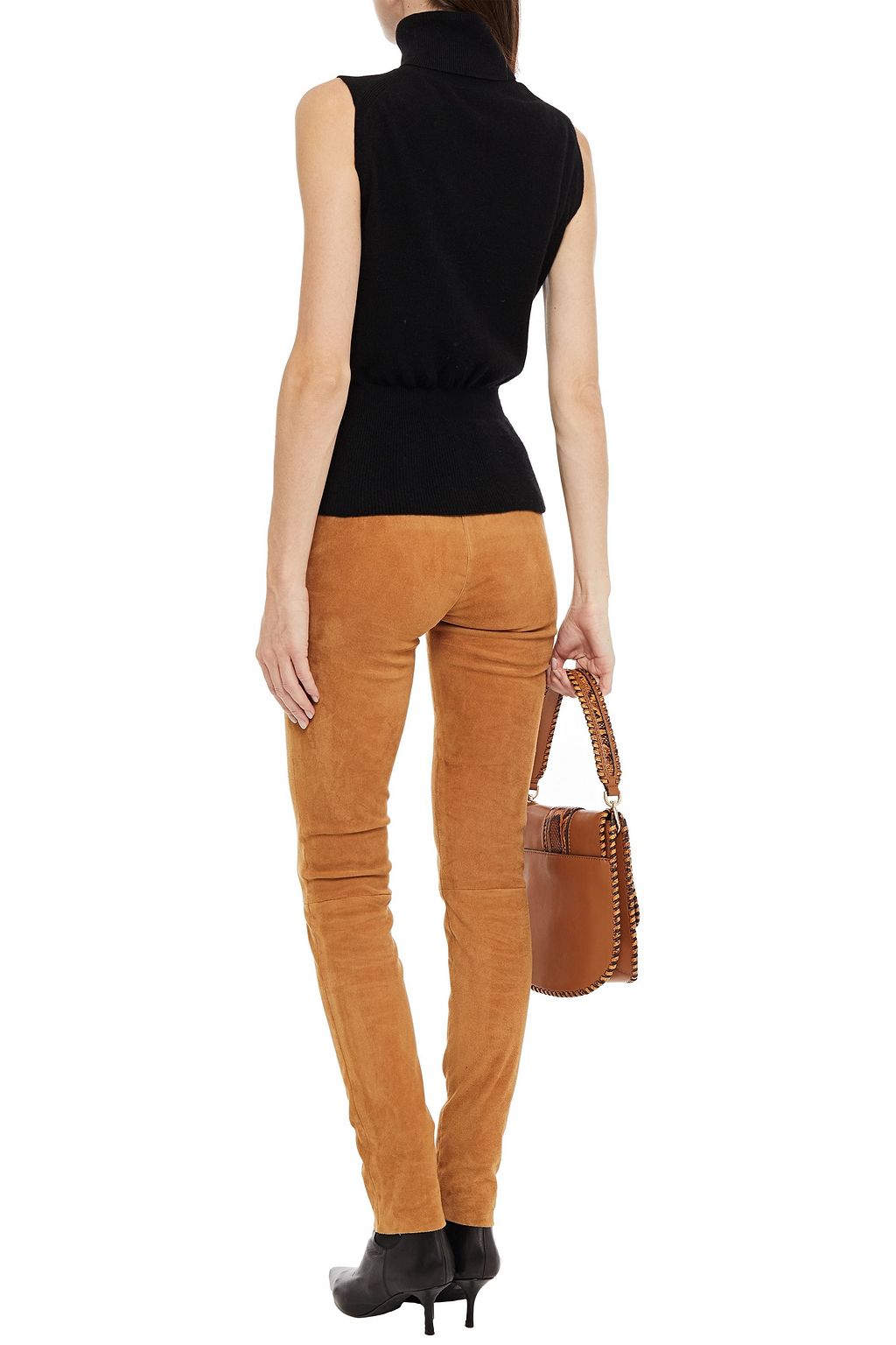 VERONICA BEARD Noor cashmere peplum turtleneck top