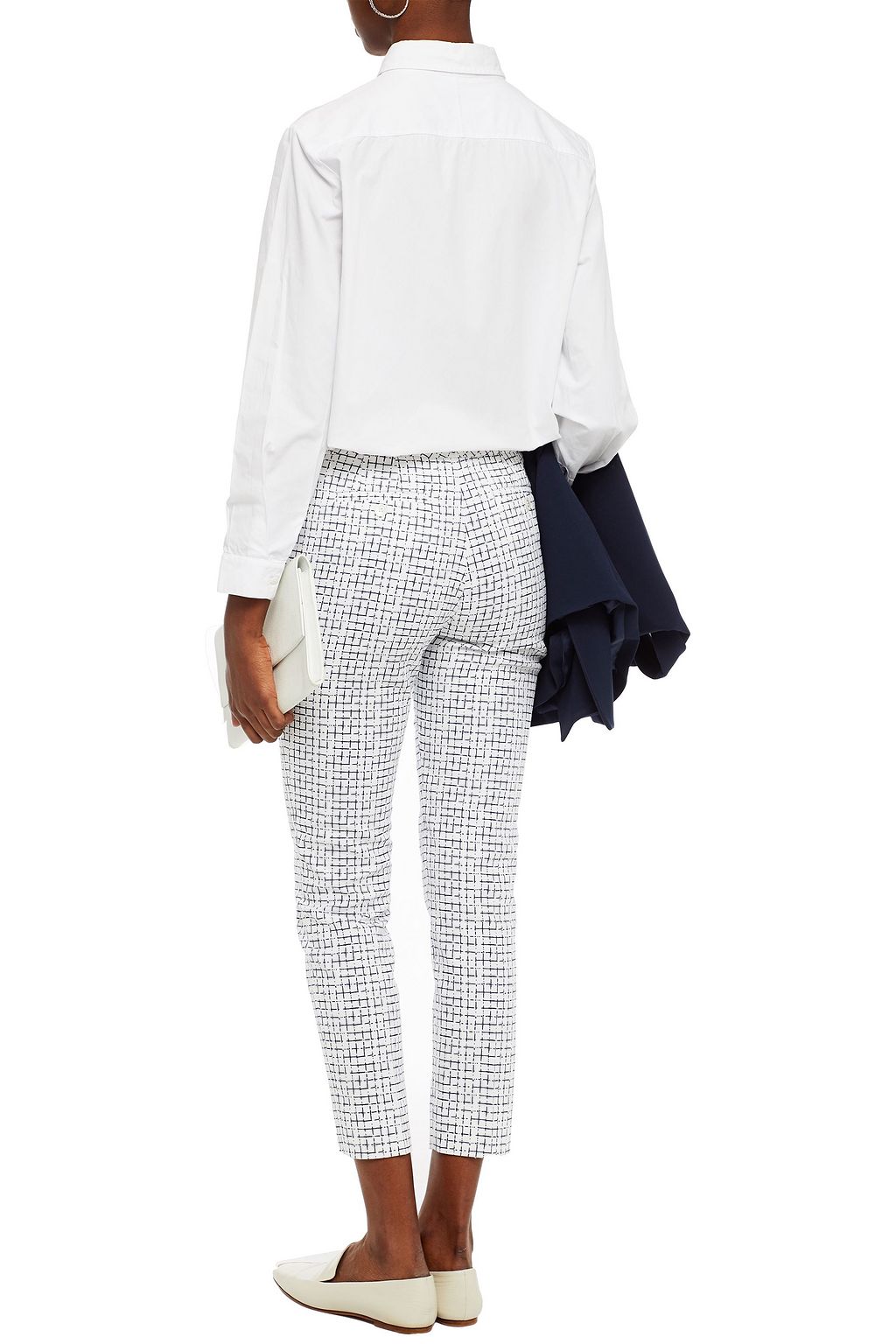PIAZZA SEMPIONE Checked cotton-blend tweed slim-leg pants