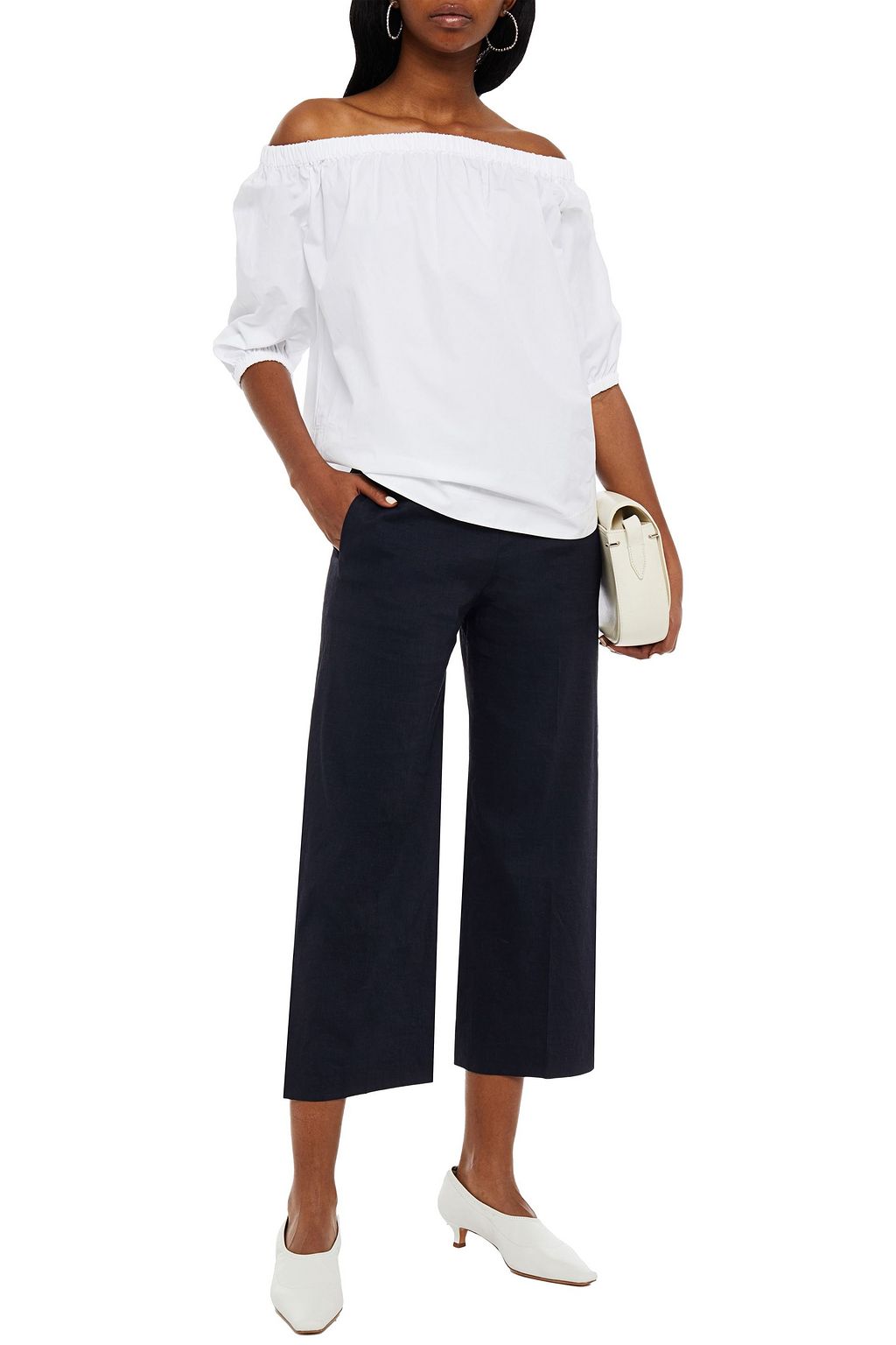 THEORY Cropped linen-blend wide-leg pants