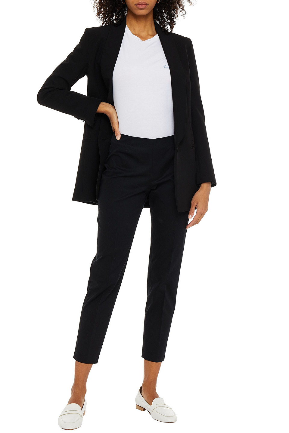 Piazza Sempione Cropped Cotton-blend Twill Slim-leg Trousers In Black