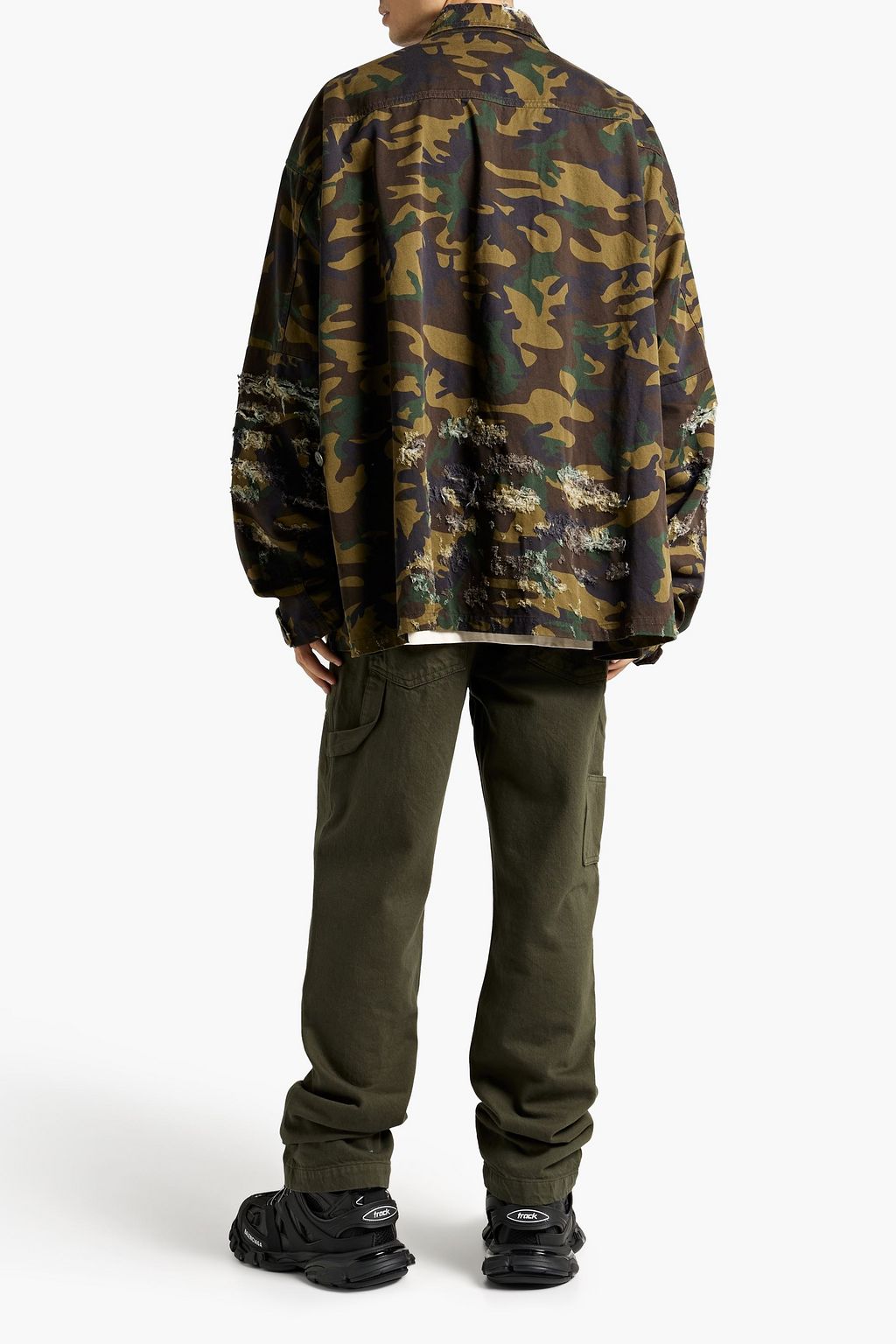 BALENCIAGA Distressed camouflage cotton-twill jacket