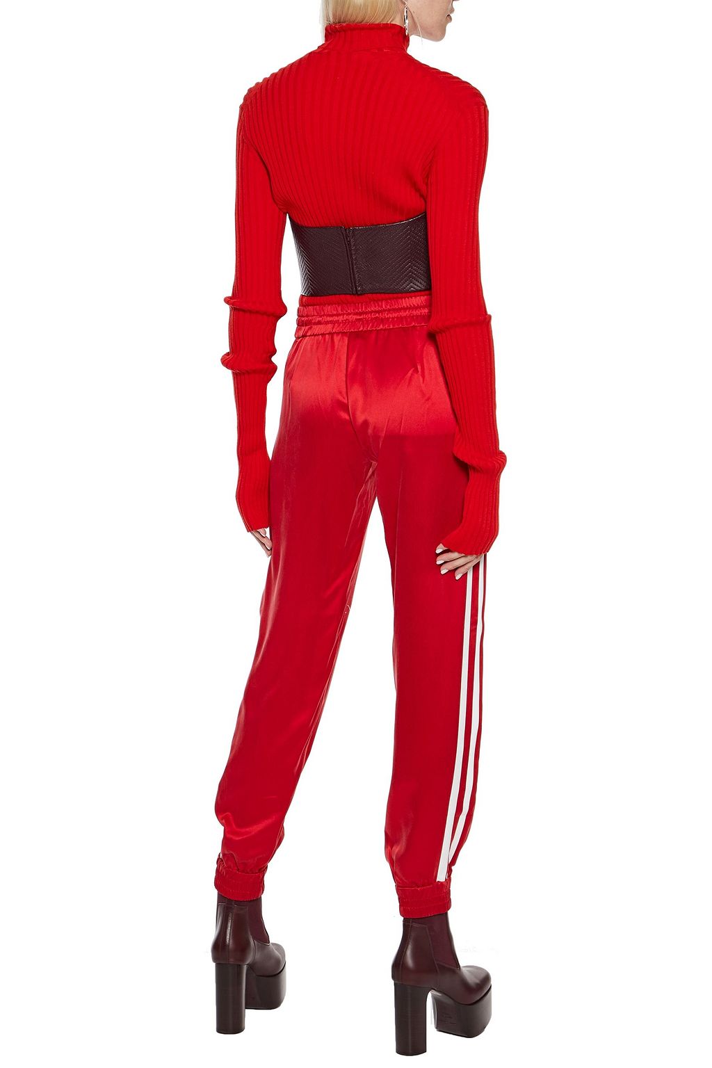 AMIRI Leather-trimmed washed-silk track pants
