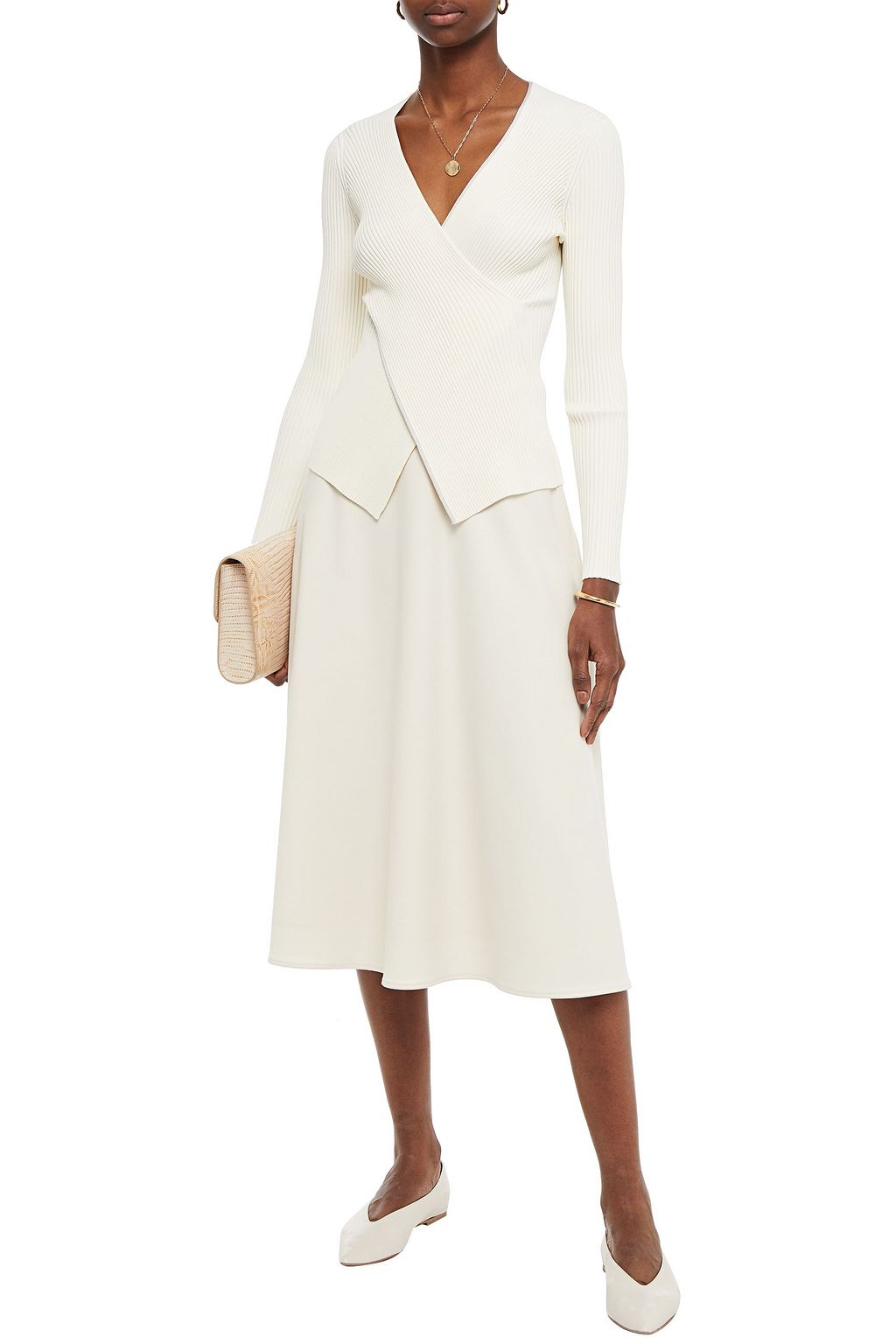 THEORY Wrap-effect ribbed-knit top