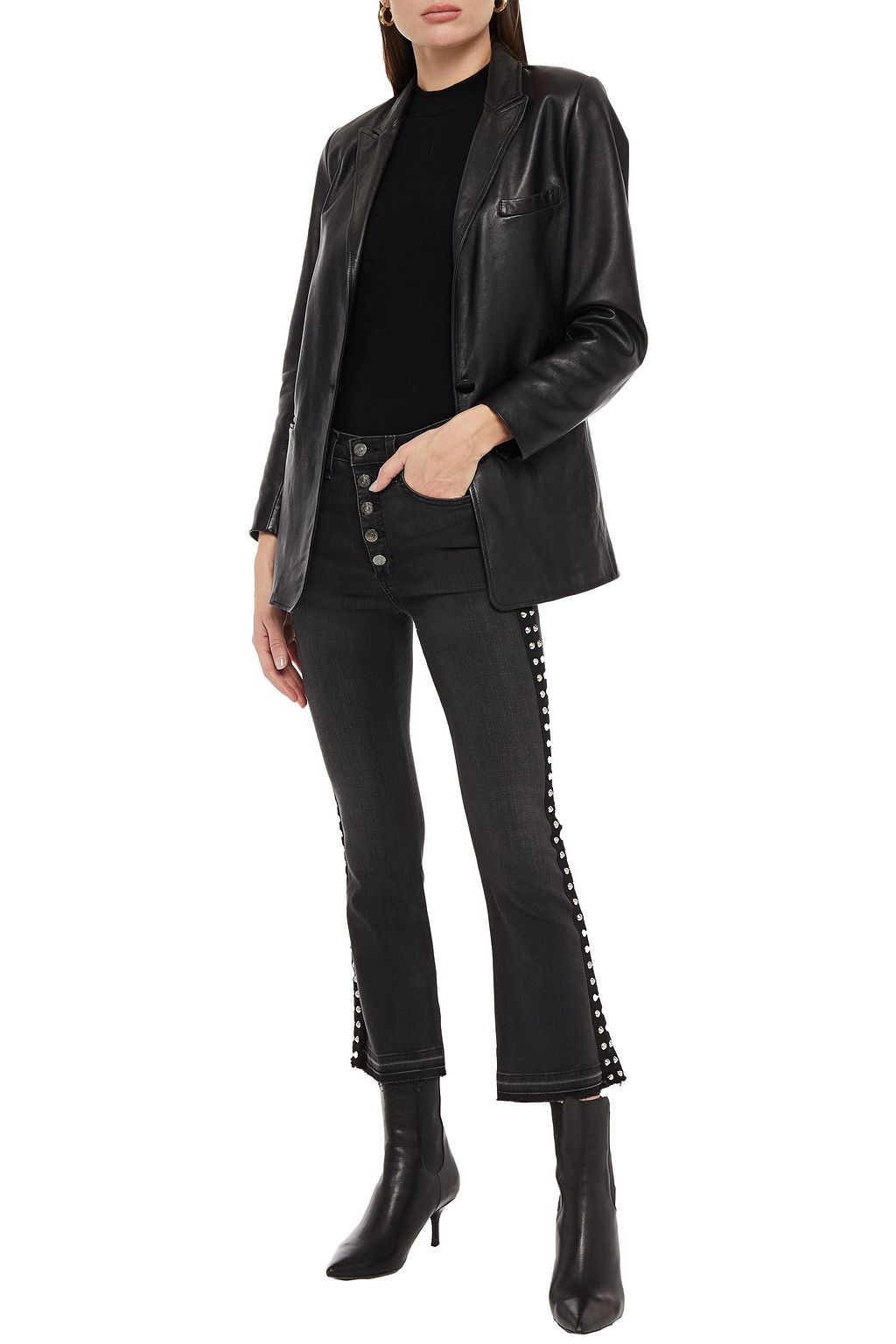 VERONICA BEARD Carolyn studded high-rise kick-flare jeans