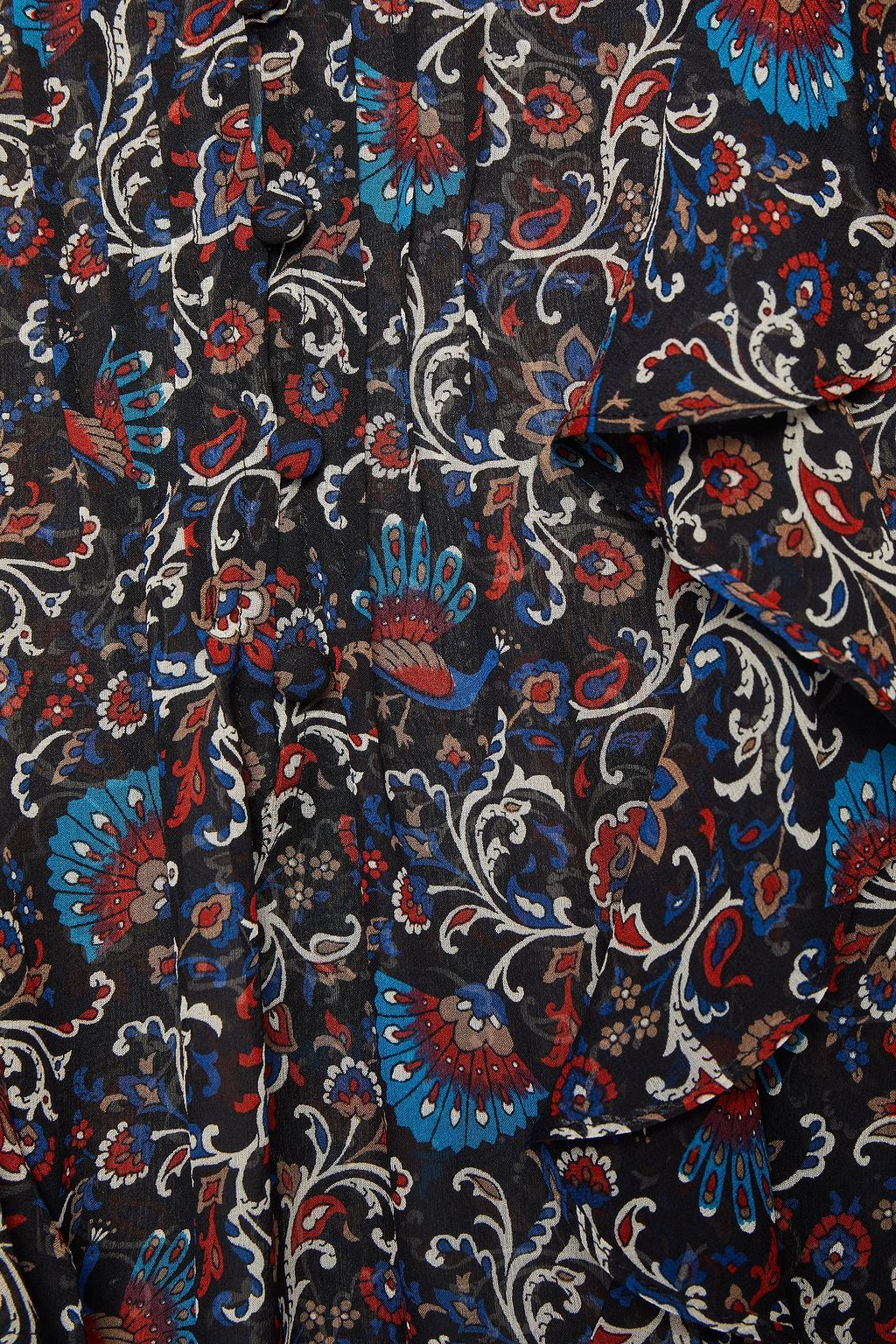 VERONICA BEARD Aneri ruffled printed silk-georgette blouse