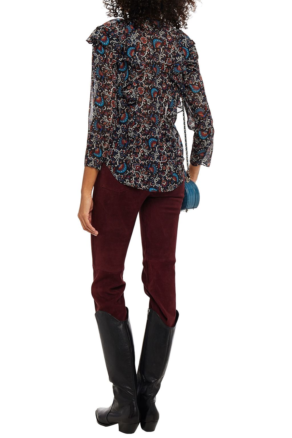 VERONICA BEARD Aneri ruffled printed silk-georgette blouse
