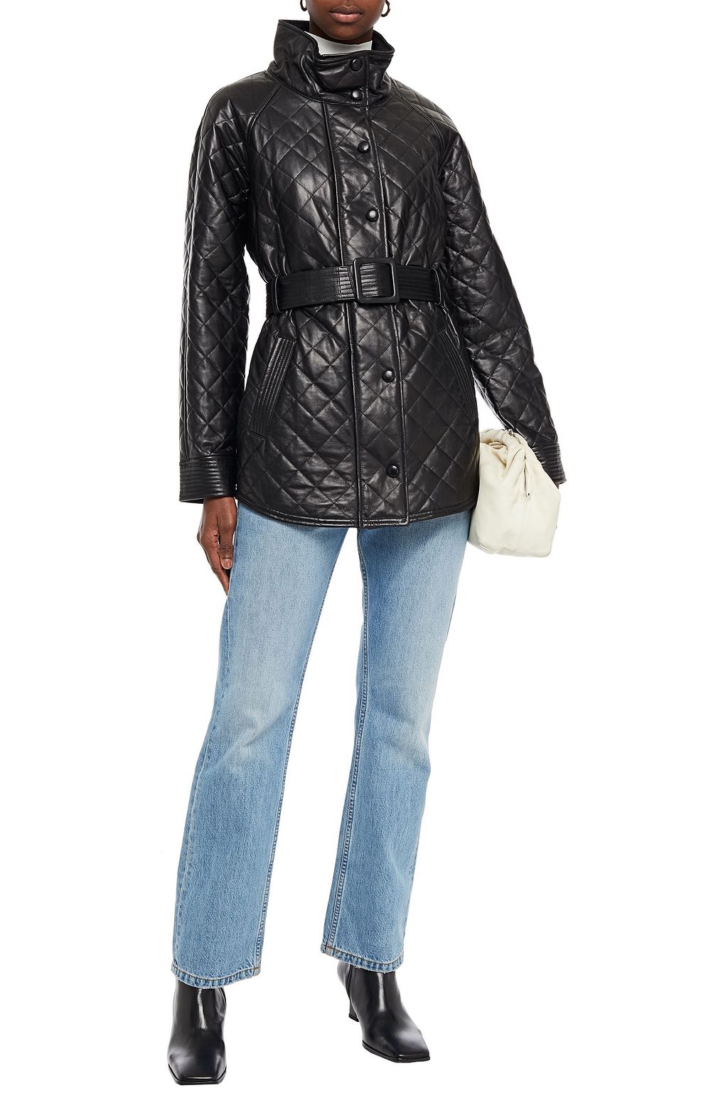 VERONICA BEARD Bonny belted quilted leather coat