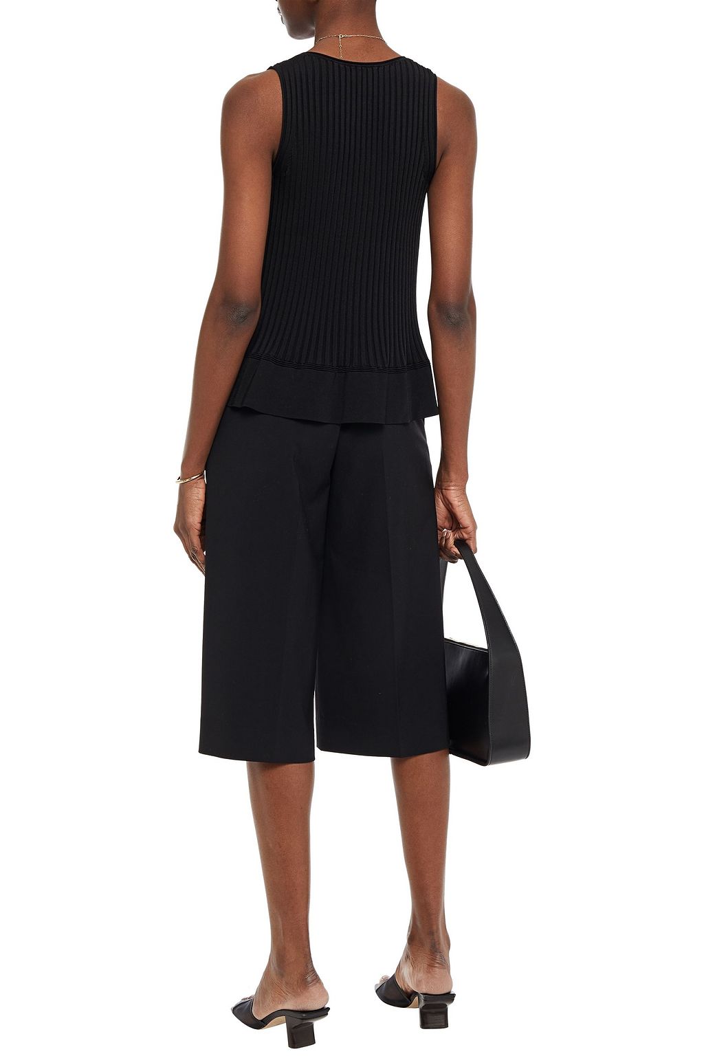 THEORY Flared ribbed-knit top