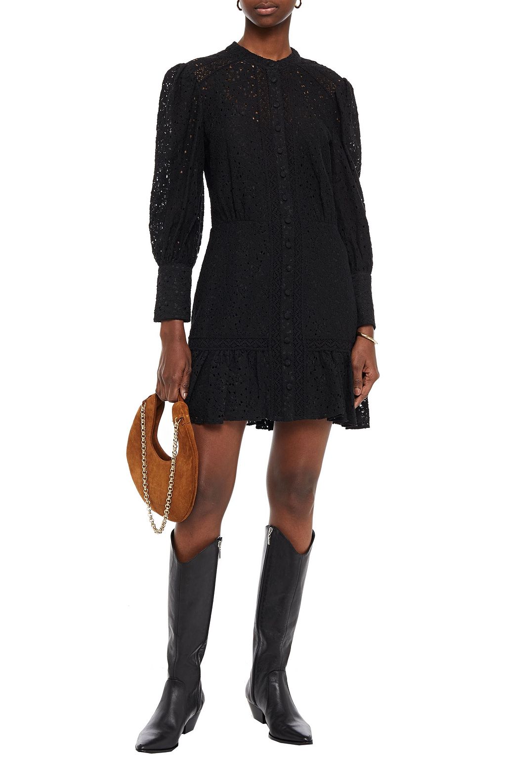 VERONICA BEARD Hilda embellished cotton-blend corded lace mini dress
