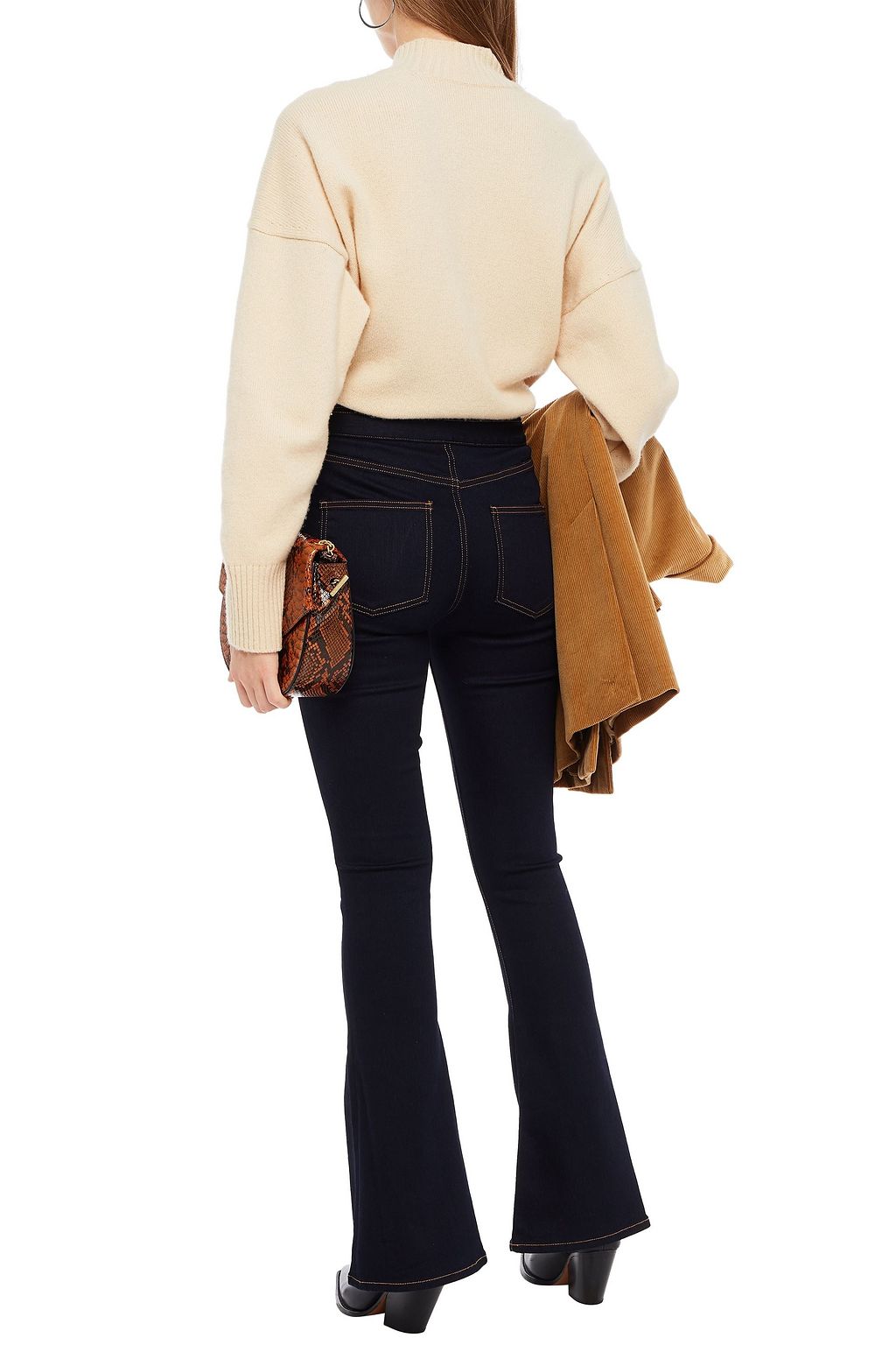 VERONICA BEARD Button-embellished high-rise flared jeans