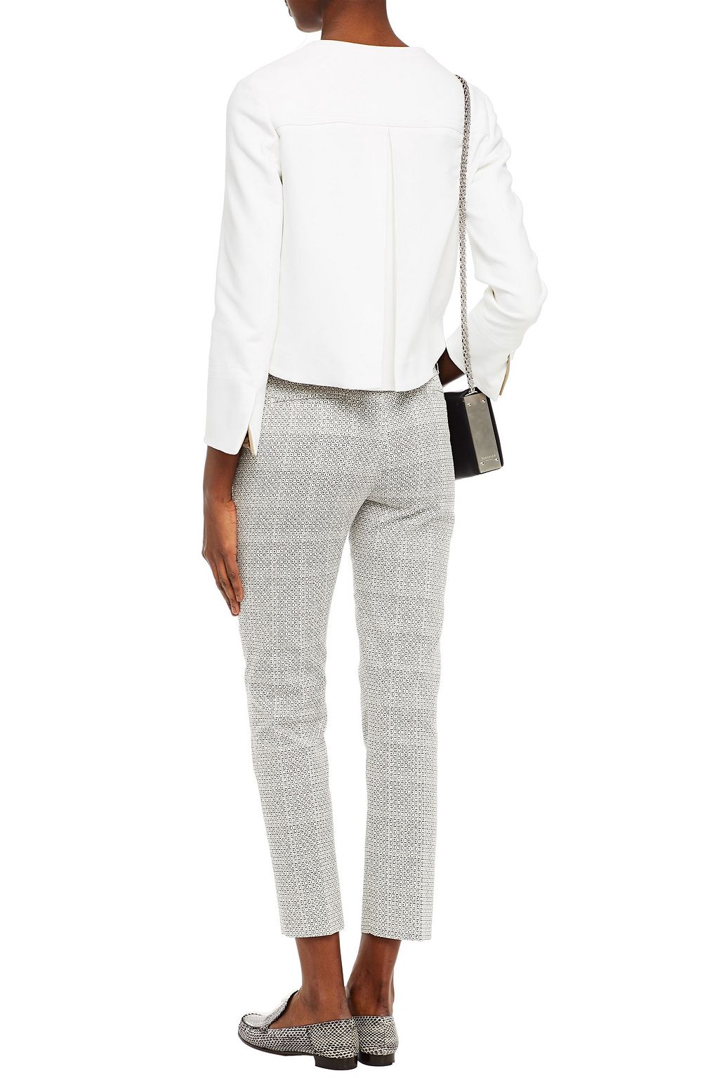 PIAZZA SEMPIONE Printed cotton-blend tweed slim-leg pants