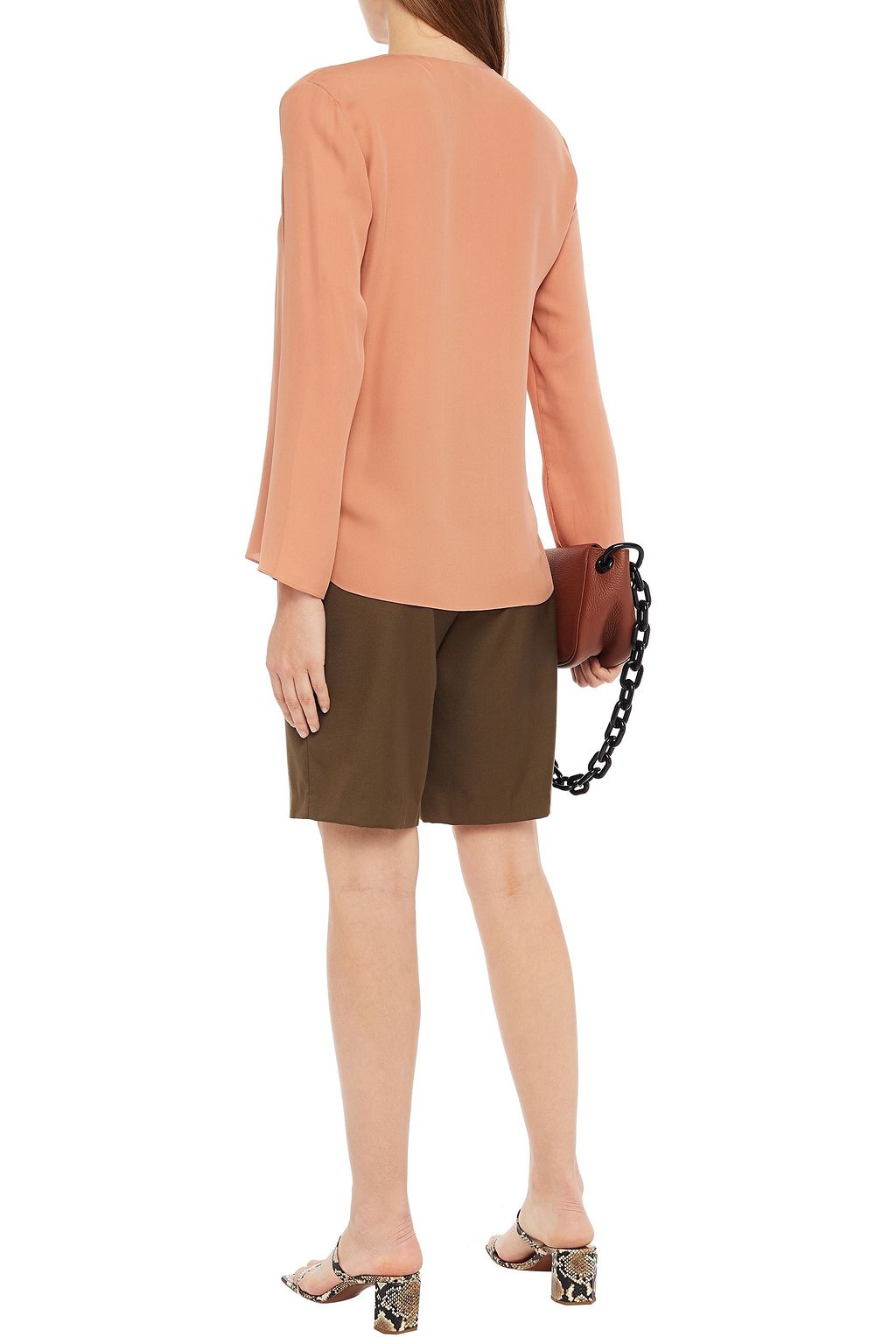 THEORY Draped silk crepe de chine top