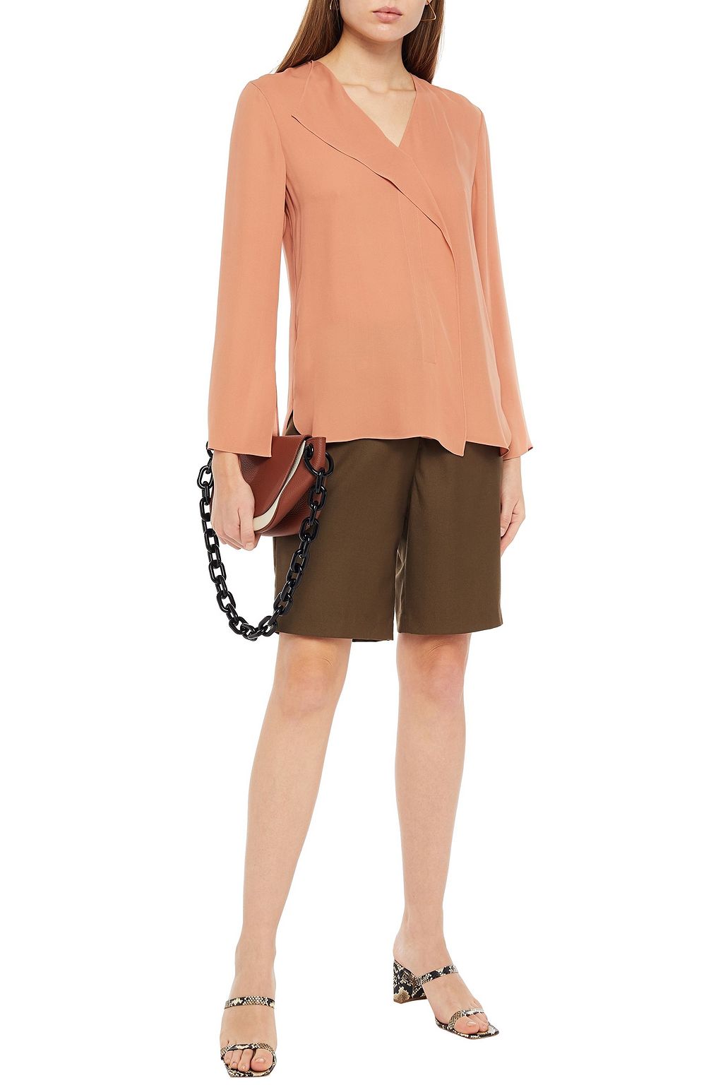 THEORY Draped silk crepe de chine top