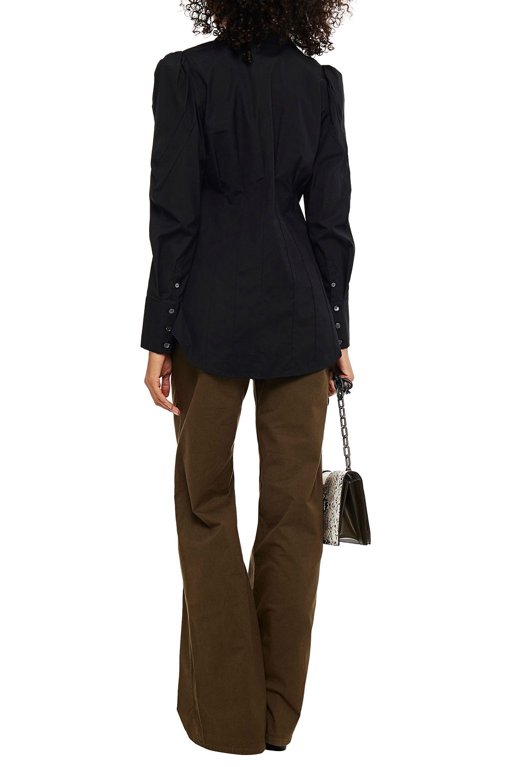 VERONICA BEARD Gilan gathered cotton-blend poplin shirt