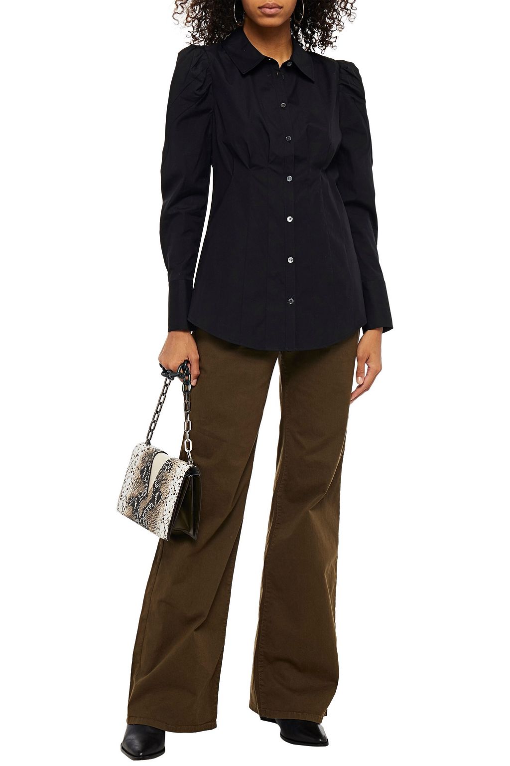VERONICA BEARD Gilan gathered cotton-blend poplin shirt